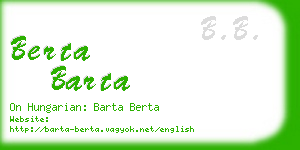 berta barta business card